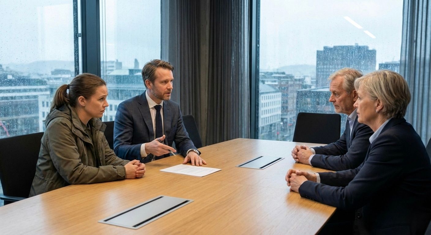 Deltakere i et drøftelsesmøte etter arbeidsmiljøloven